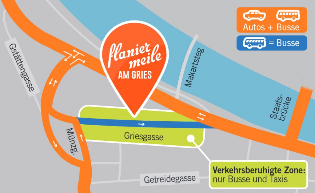 Übersicht über die neue Verkehrsregelung Am Gries und in der Innenstadt